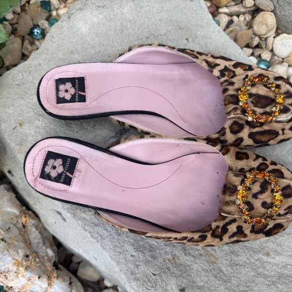 Mark & Steven Animal Print Rhinestone Jeweled Plaque Slides Size 36.5 (US 6) - Picture 3 of 11